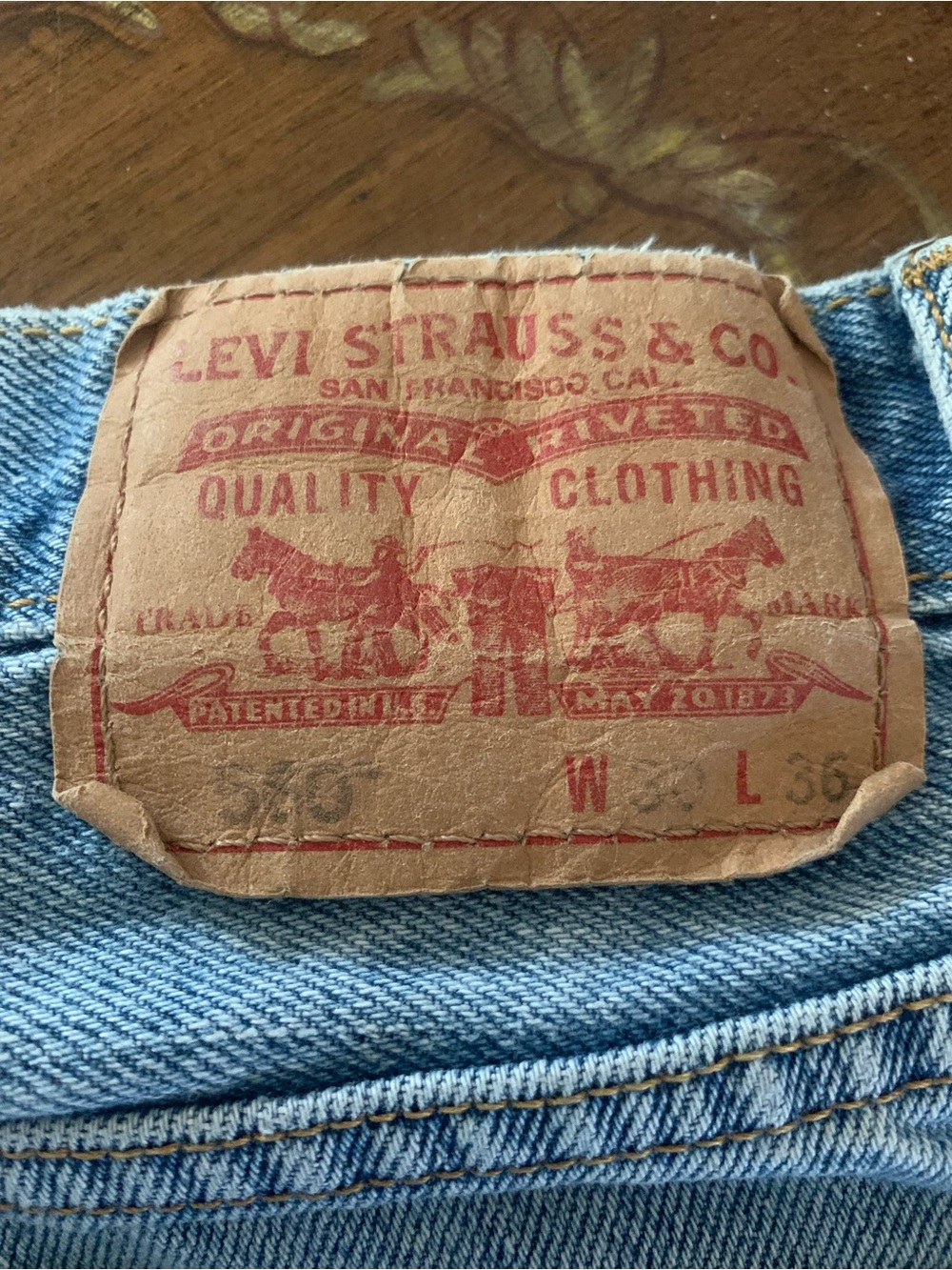 Levi's Light Blue Denim Jeans with Brown Leather Patch
